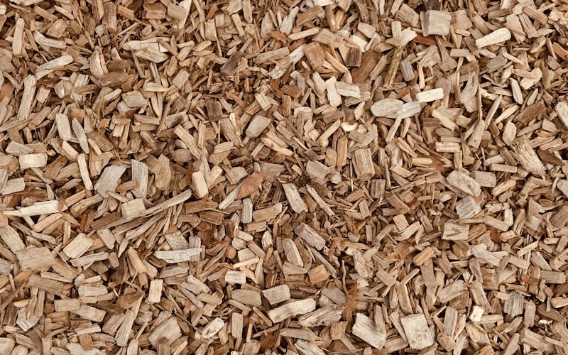 Fresh mulch in a landscaped bed